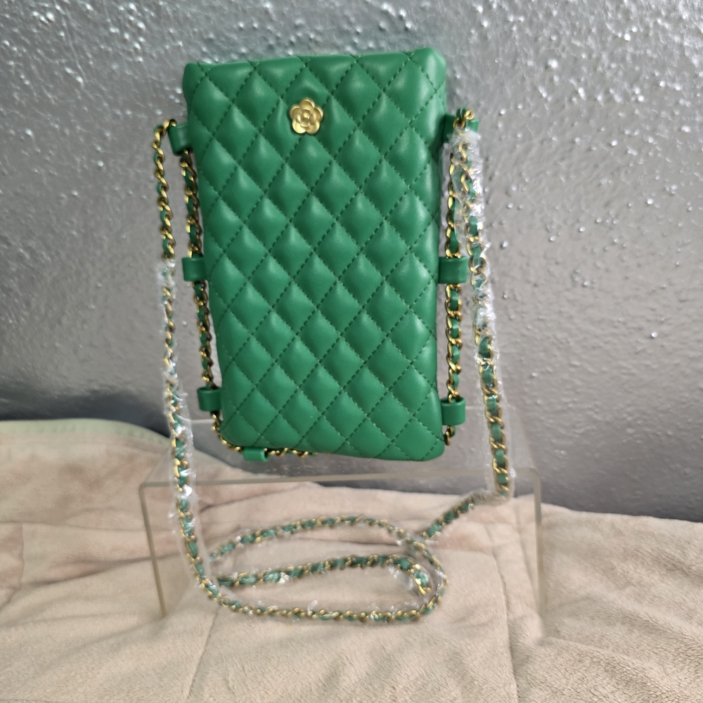 Green Quilted Crossbody Bag
